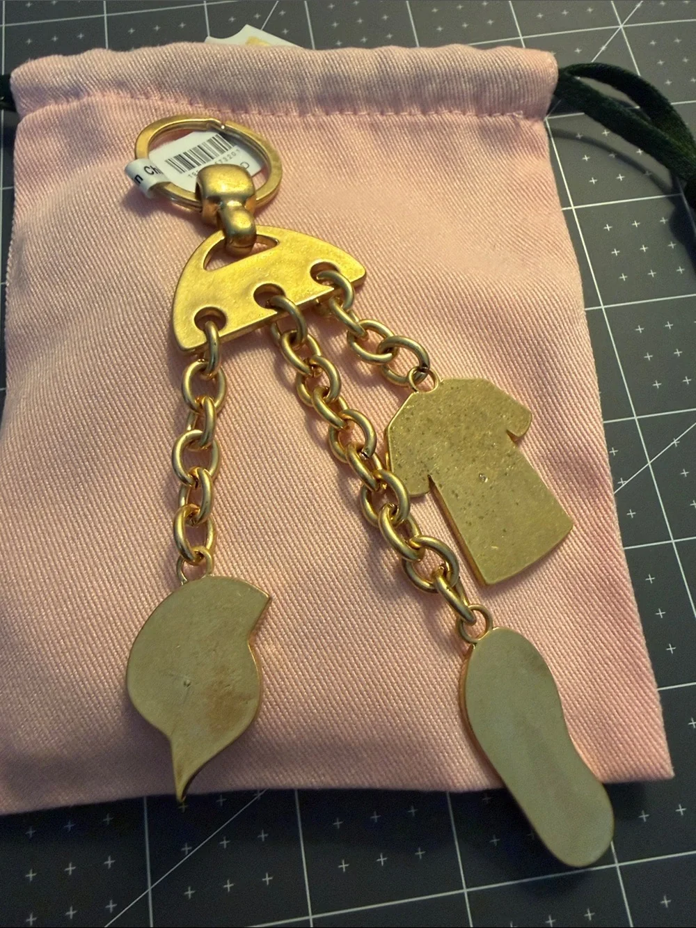 Free People Gold-Tone Floral Charm Keychain